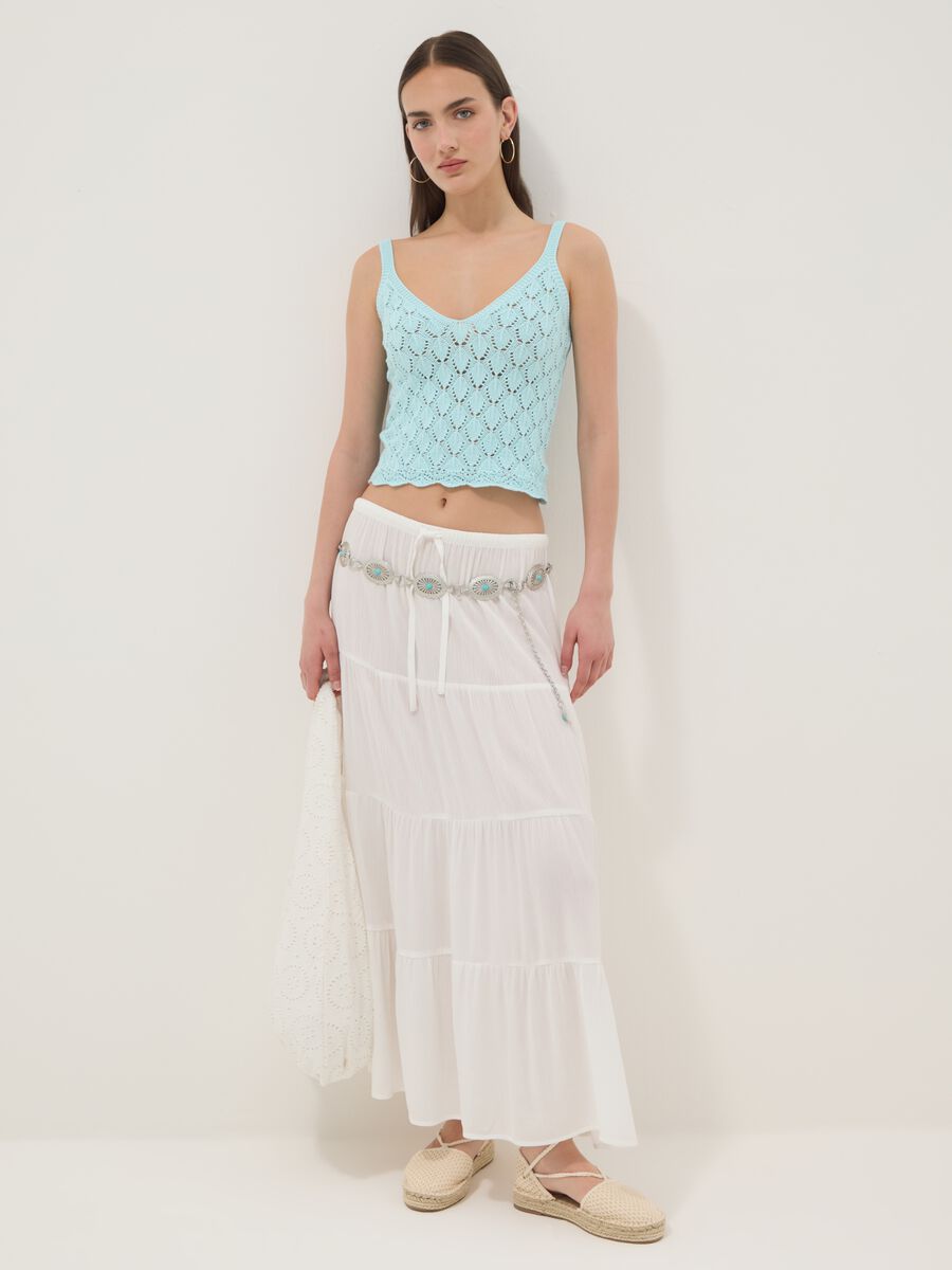 White maxi skirt in pure viscose_0