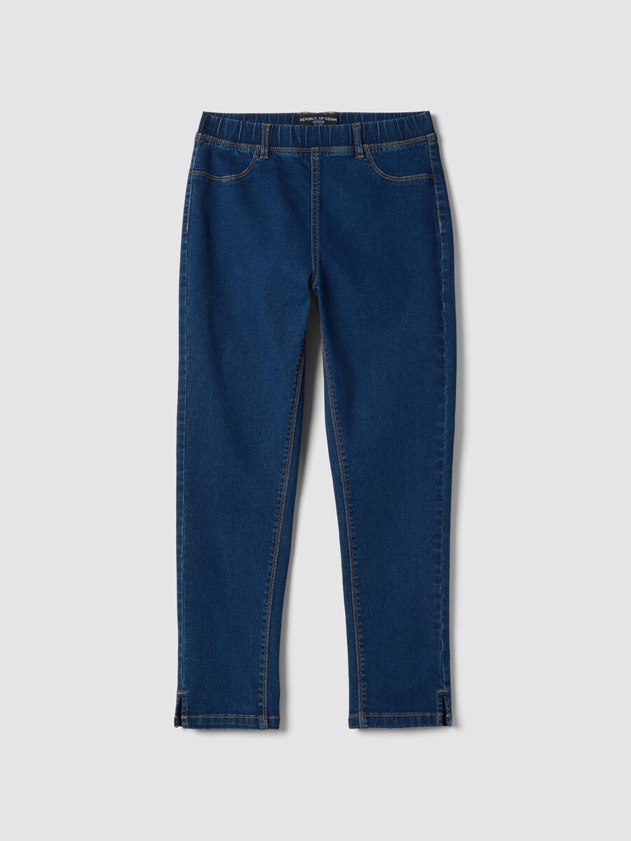Blue skinny fit stretch denim blend jeans_4