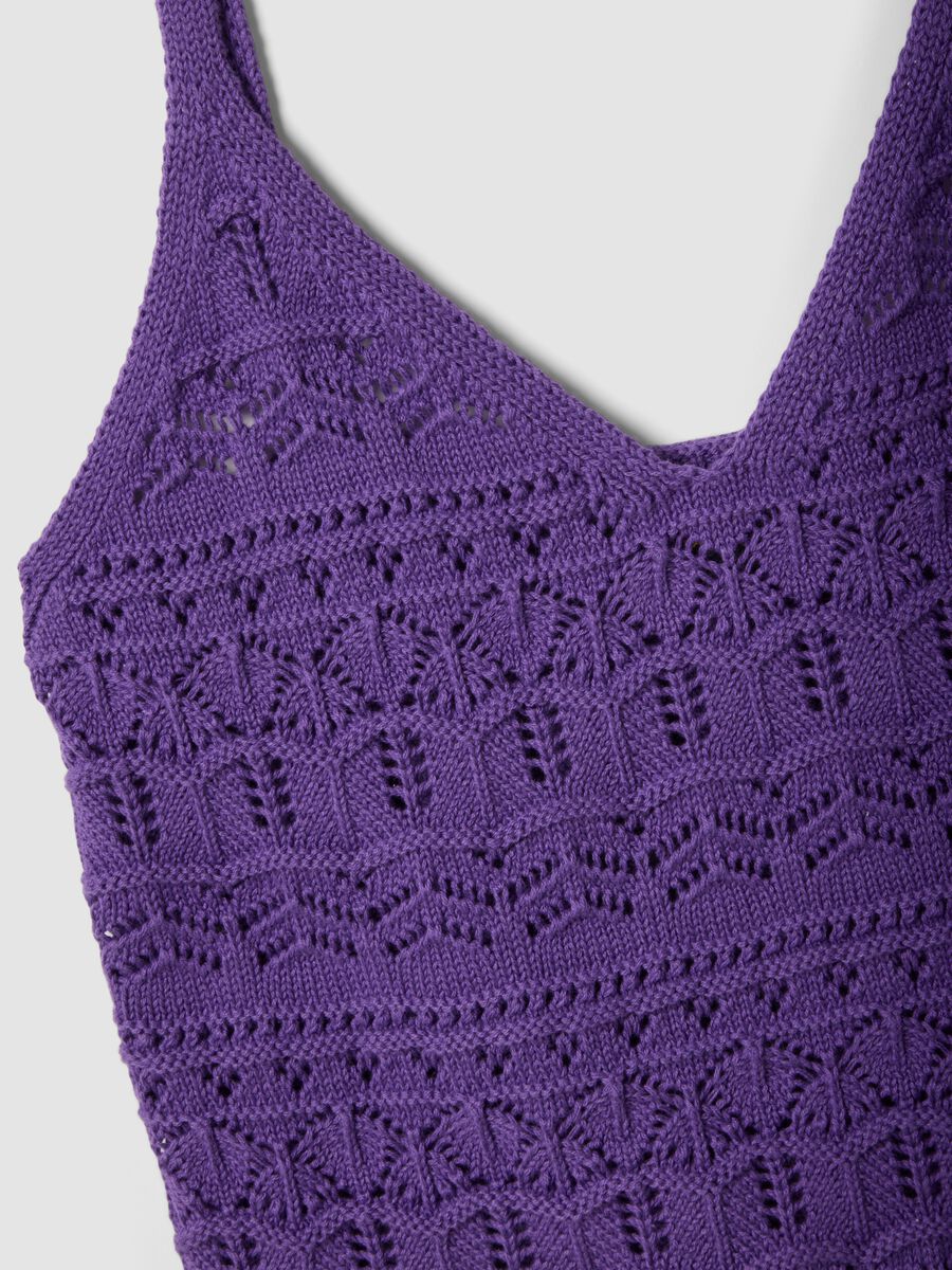 Purple pure cotton regular-fit knitted tank top_5