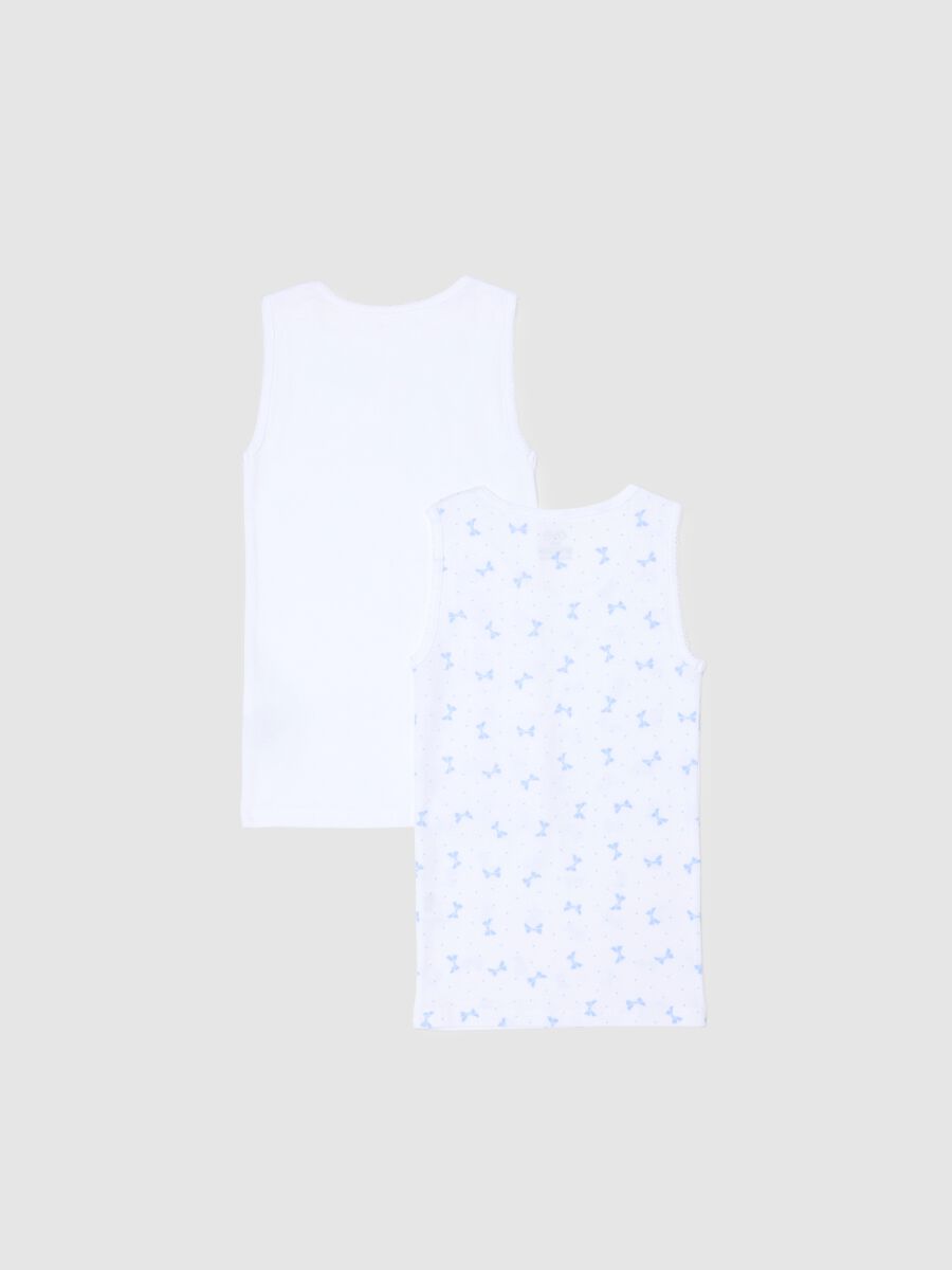Twin pack of white girls' vests in pure cotton regular fit_1
