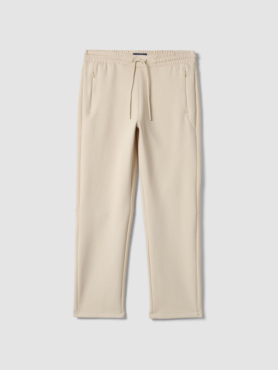 Pantaloni jogger in misto cotone elasticizzato beige regular fit_4