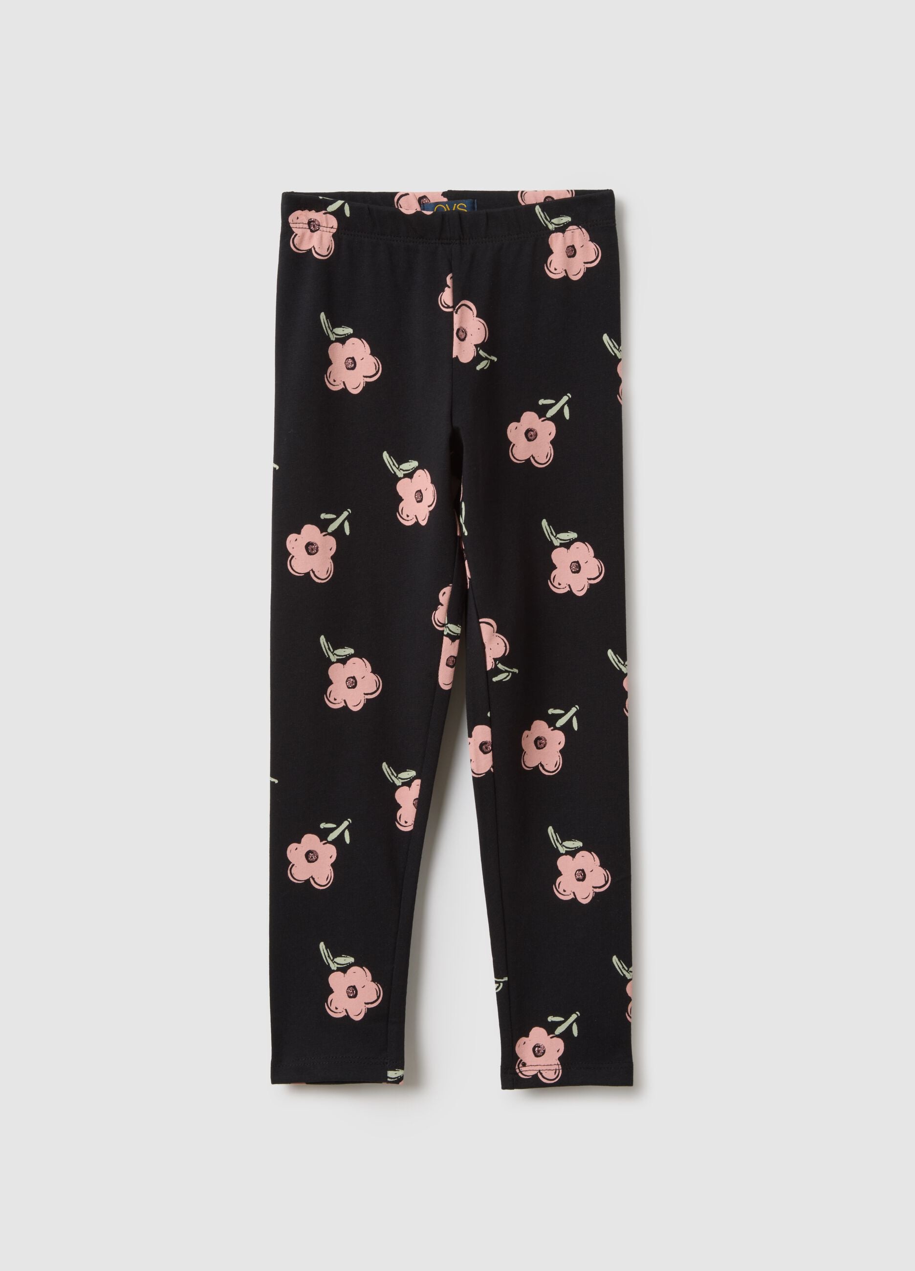 Multicolour stretch cotton skinny fit kids leggings with prints