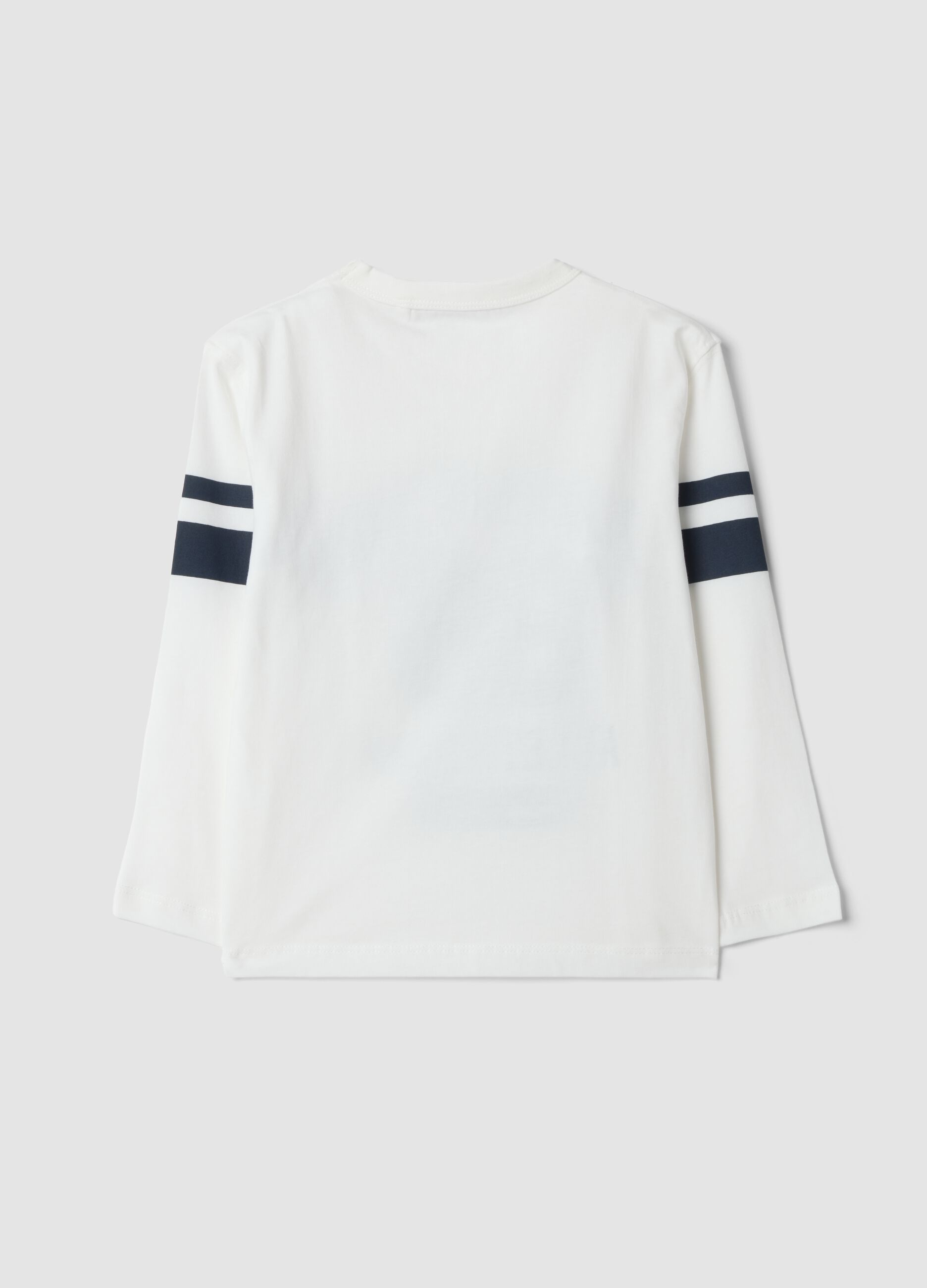White pure cotton T-shirt with college print, regular fit
