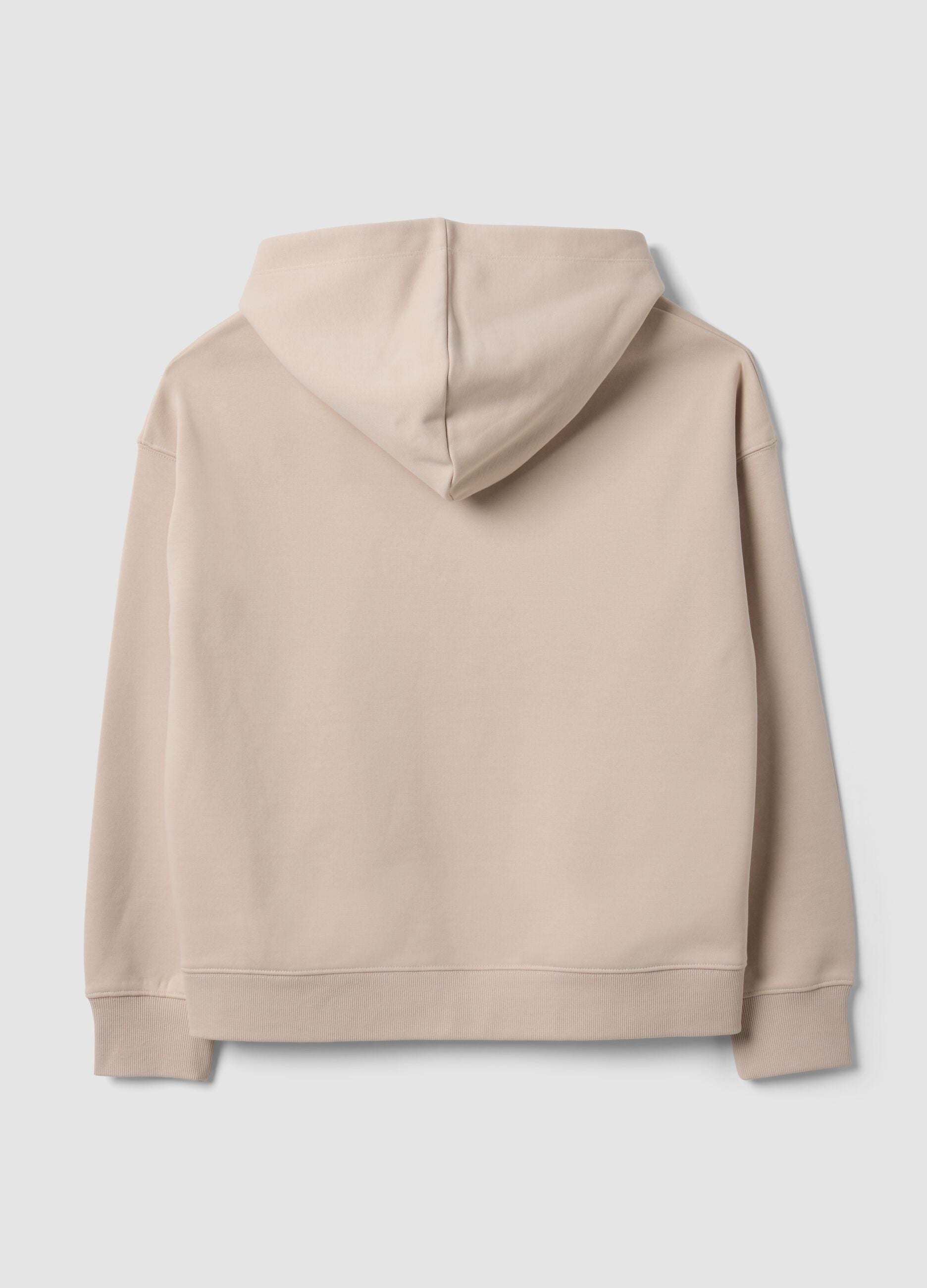 White cotton-blend hoodie sweatshirt, regular fit