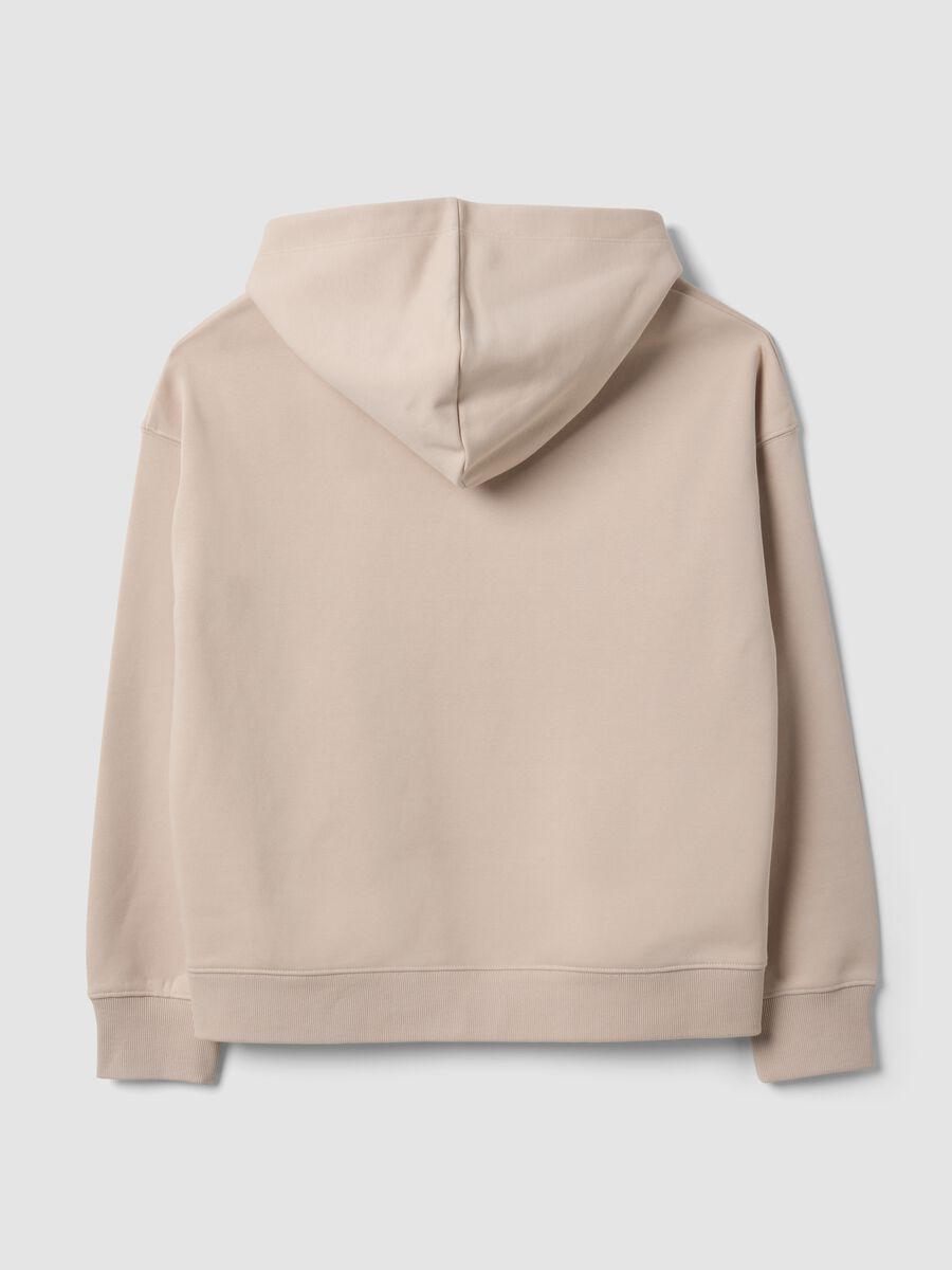 Felpa bianca in misto cotone con cappuccio regular fit_1