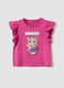 Tank top rosa in cotone organico con volant_0