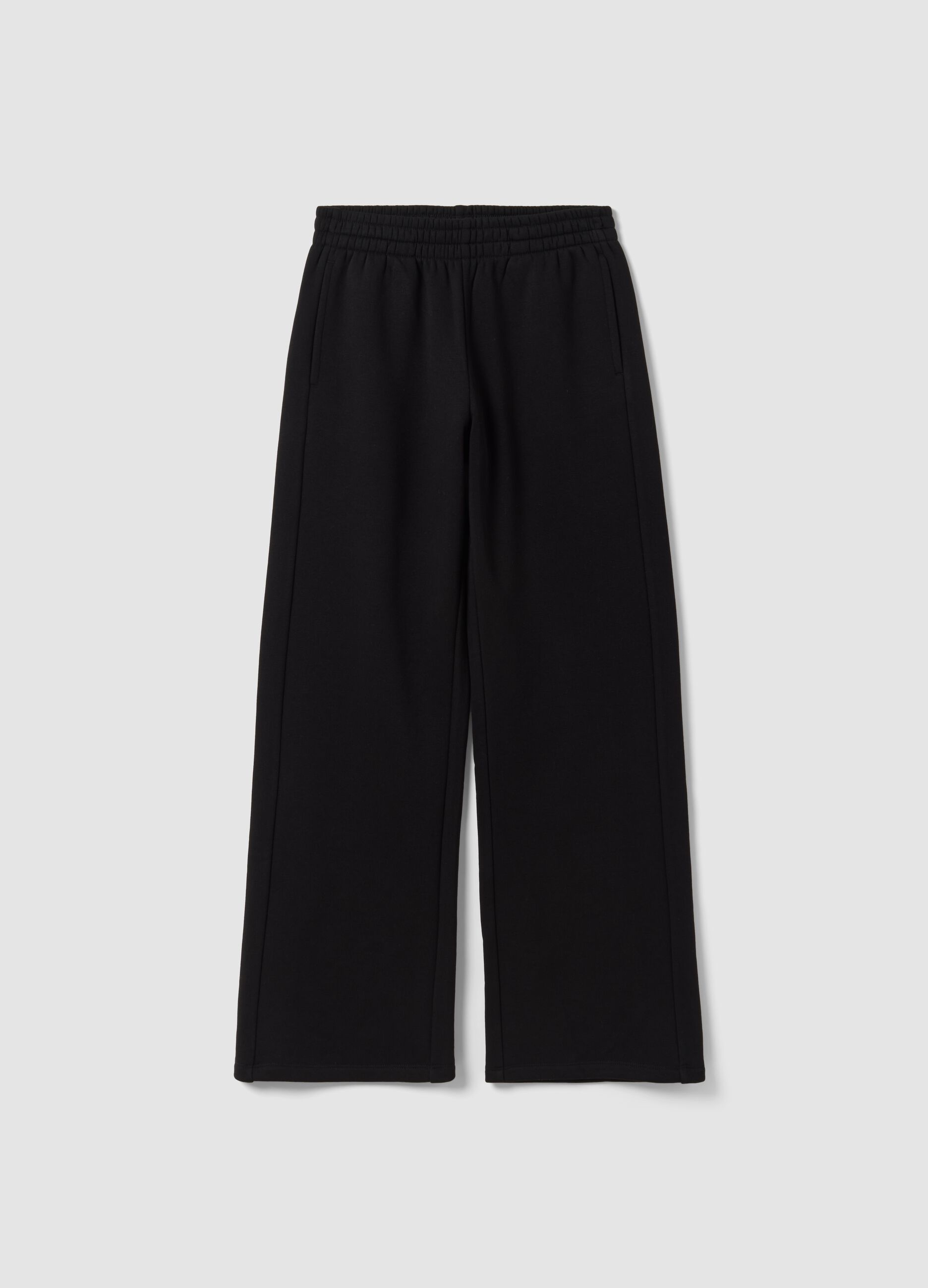 Black cotton-blend straight-leg joggers