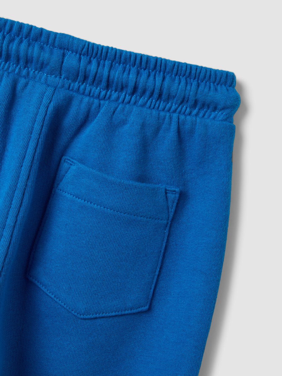 Blue organic cotton jogger trousers with drawstring for boys_2