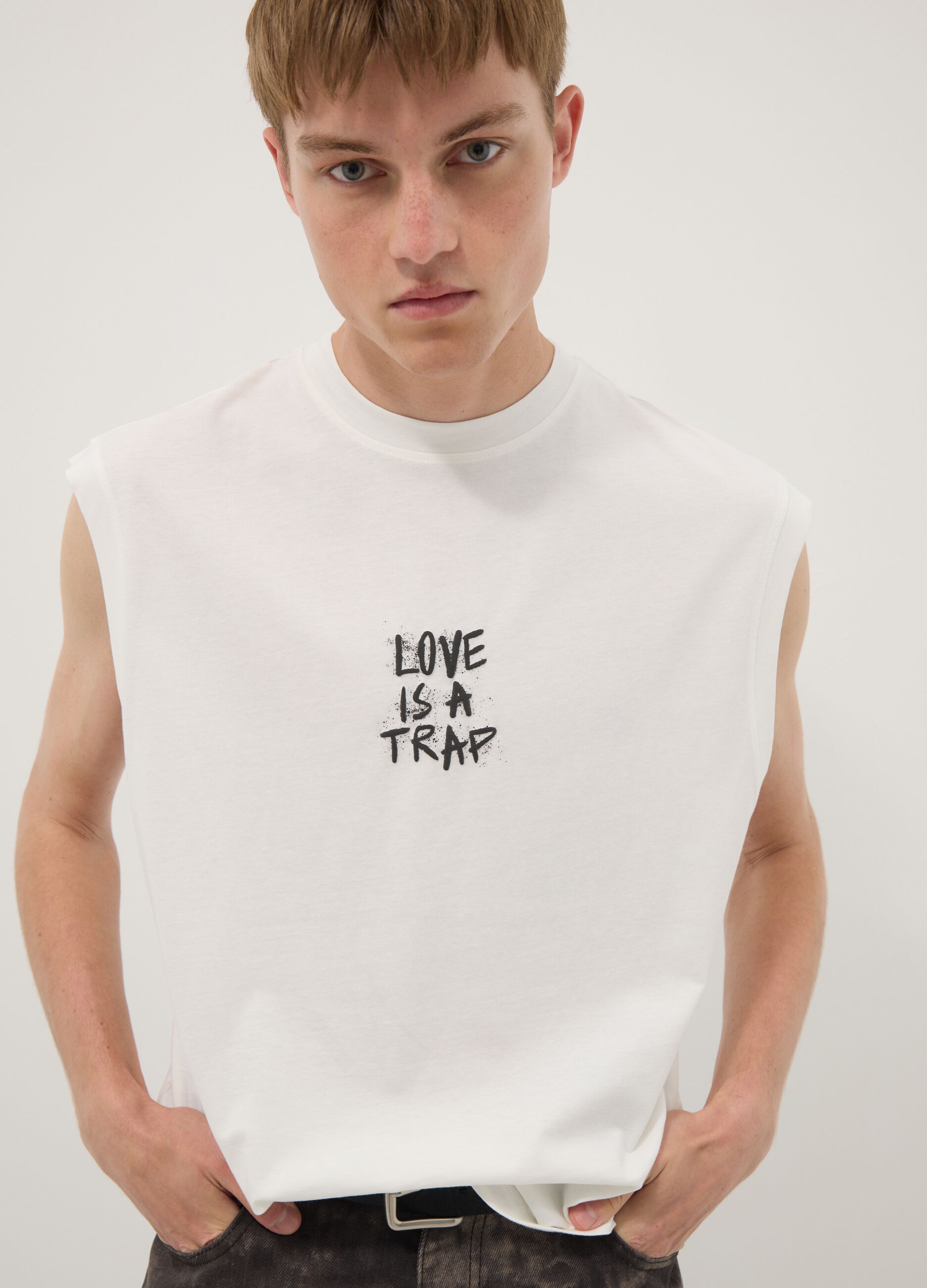 White pure cotton tank top