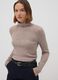 Beige ribbed viscose-blend crew-neck jumper_0