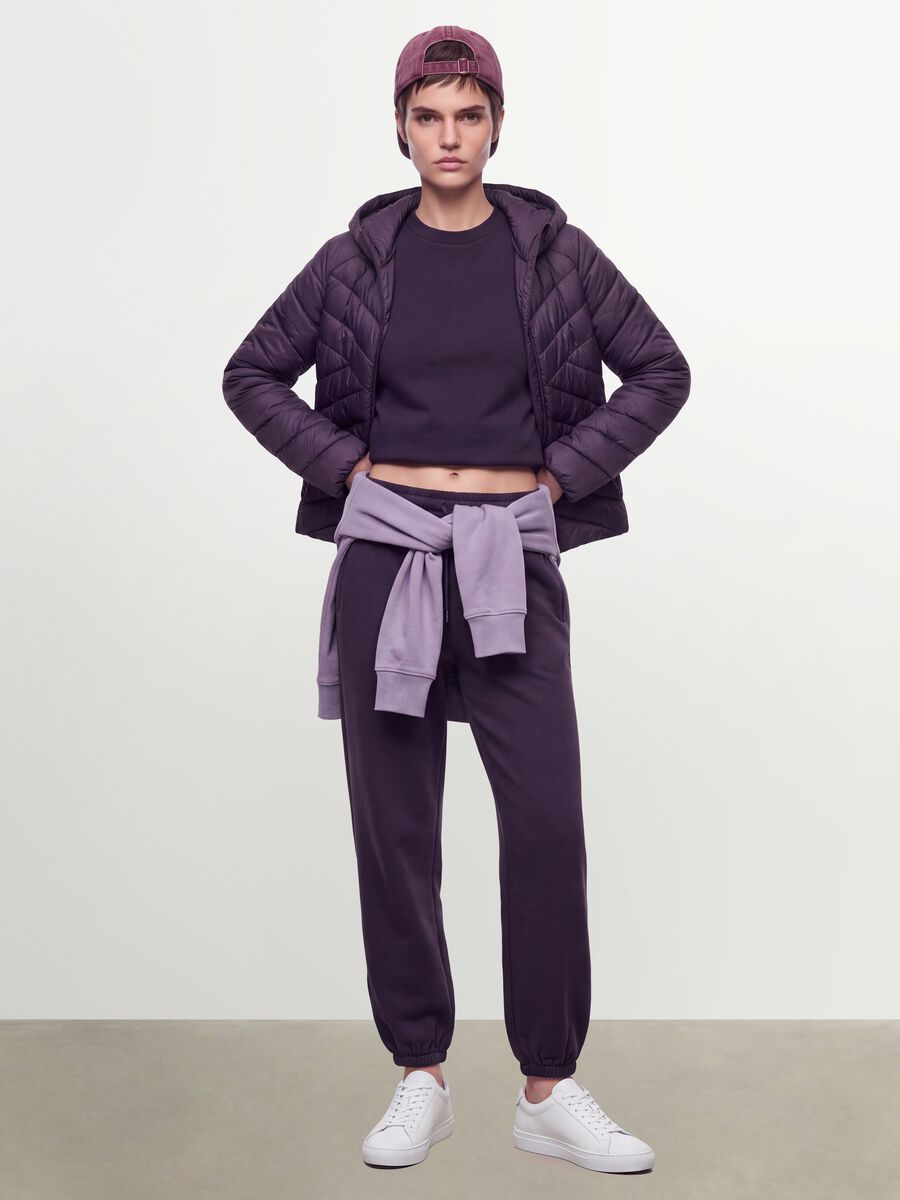 Pantaloni jogger viola in misto cotone con vita elasticizzata regular fit_0