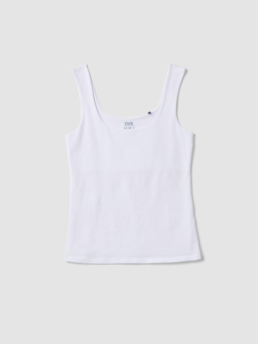 White fitted stretch-cotton tank top_4