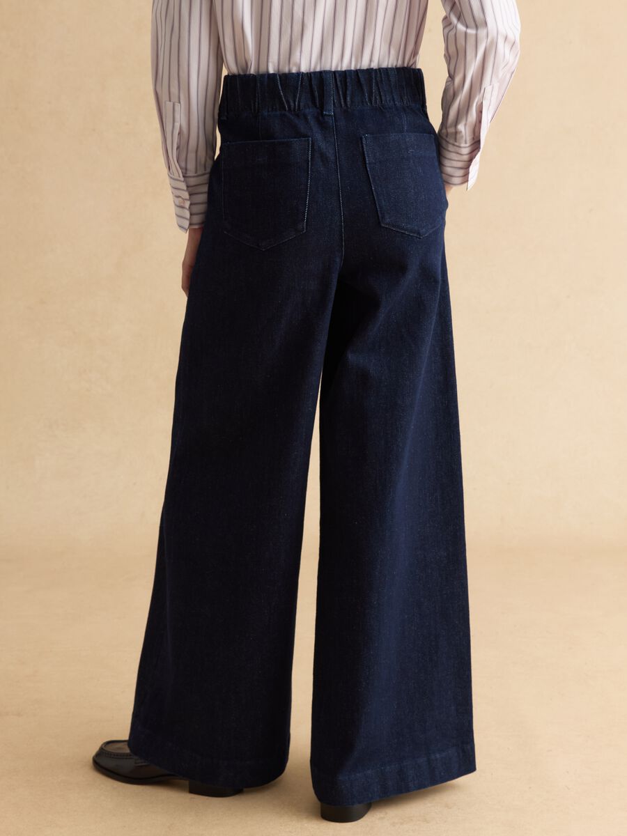 Blue stretch cotton wide leg trousers_2