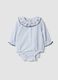 White pure cotton baby girl bodysuit with ruffle collar_0