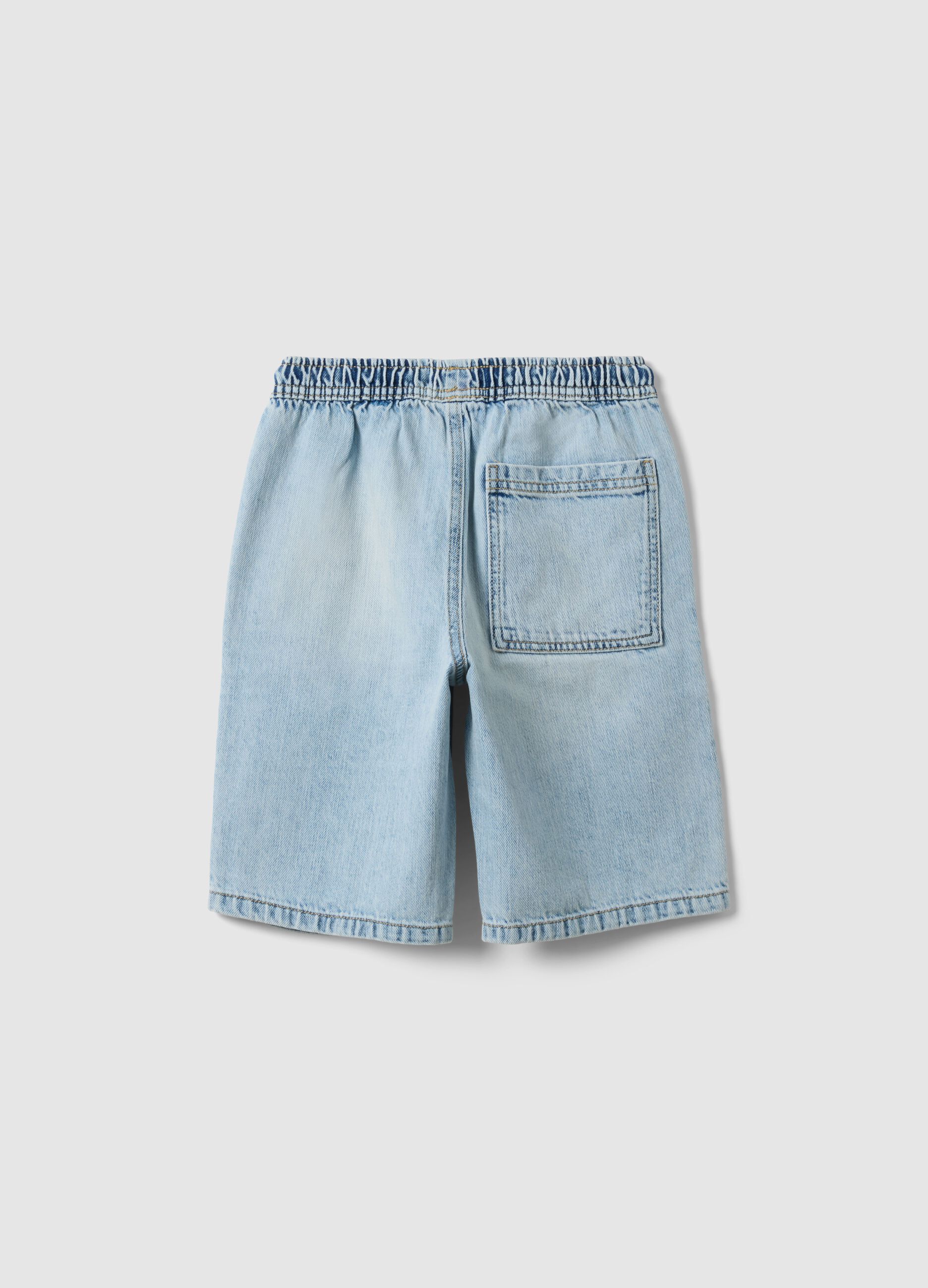Children's wide leg pure cotton denim shorts in light blue