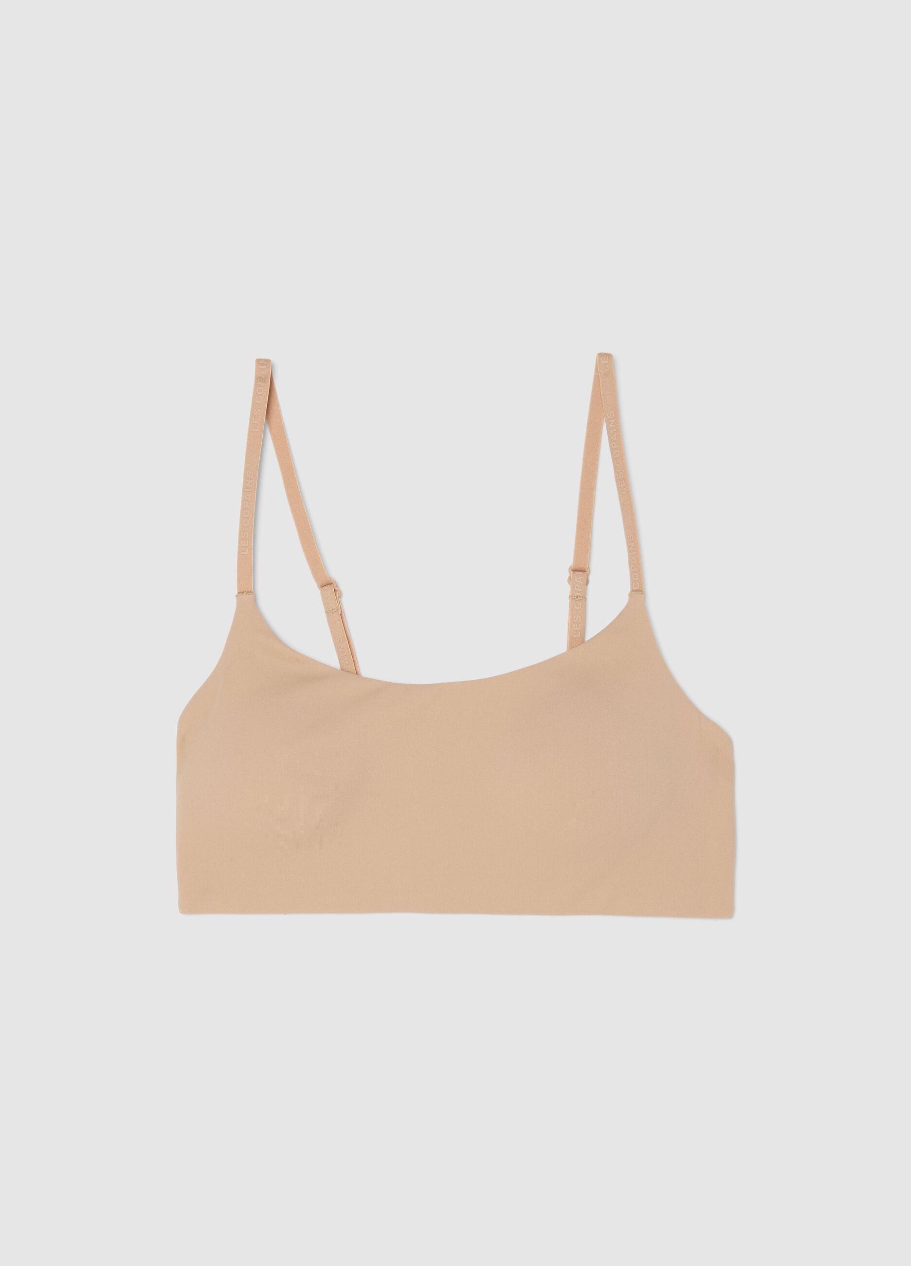 Beige bralette bra with removable padding