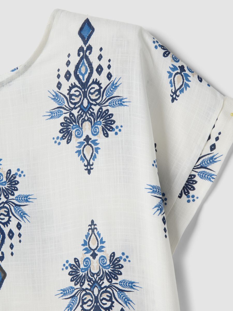 White pure viscose blouse with blue print, regular fit_5