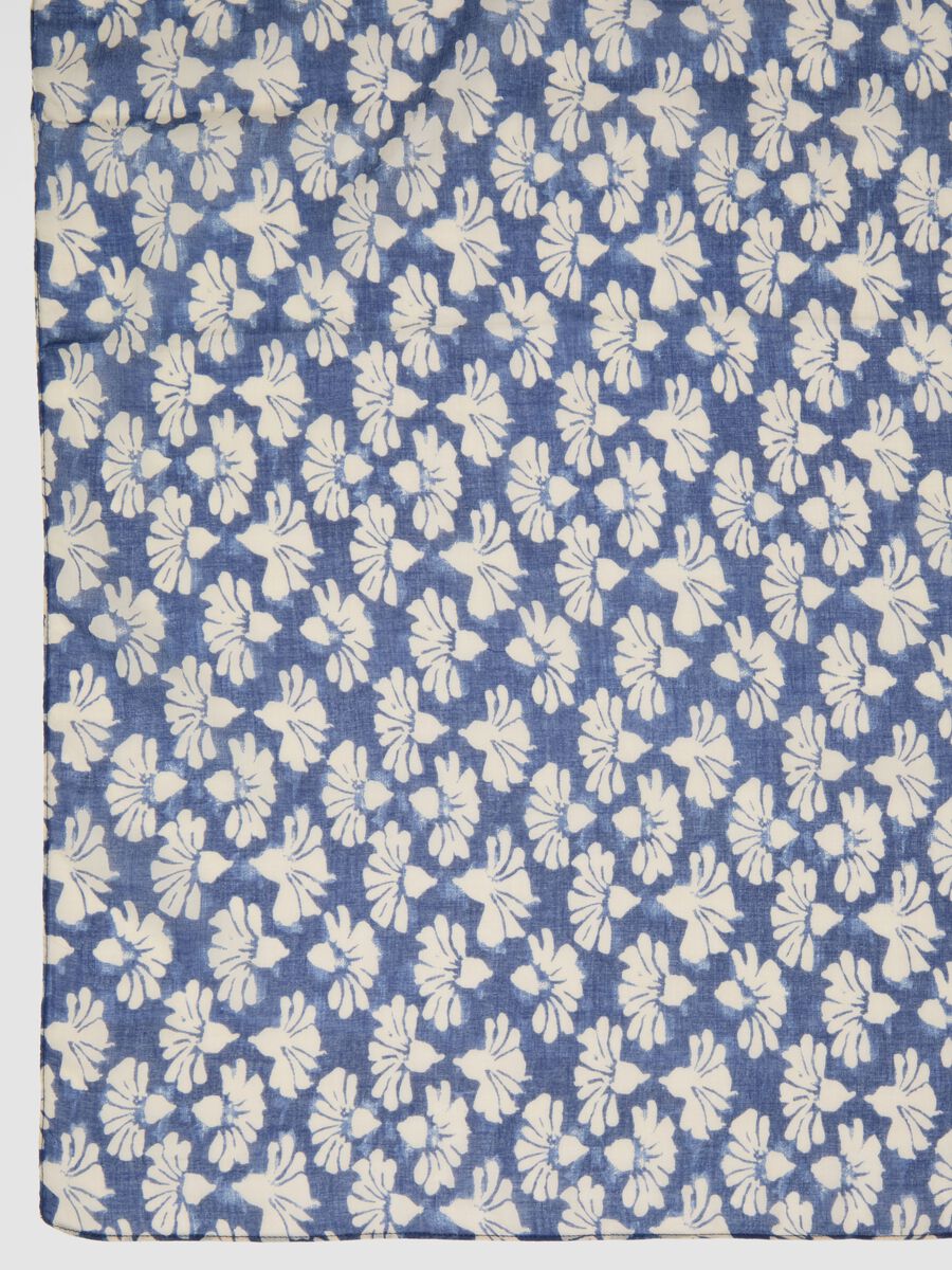 Sarong blu in puro cotone con stampa floreale_3