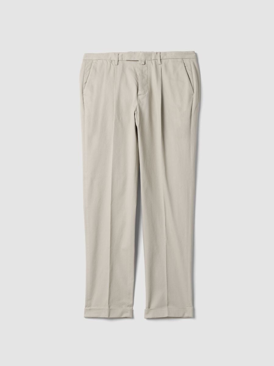 Grey regular-fit stretch cotton chino trousers_1