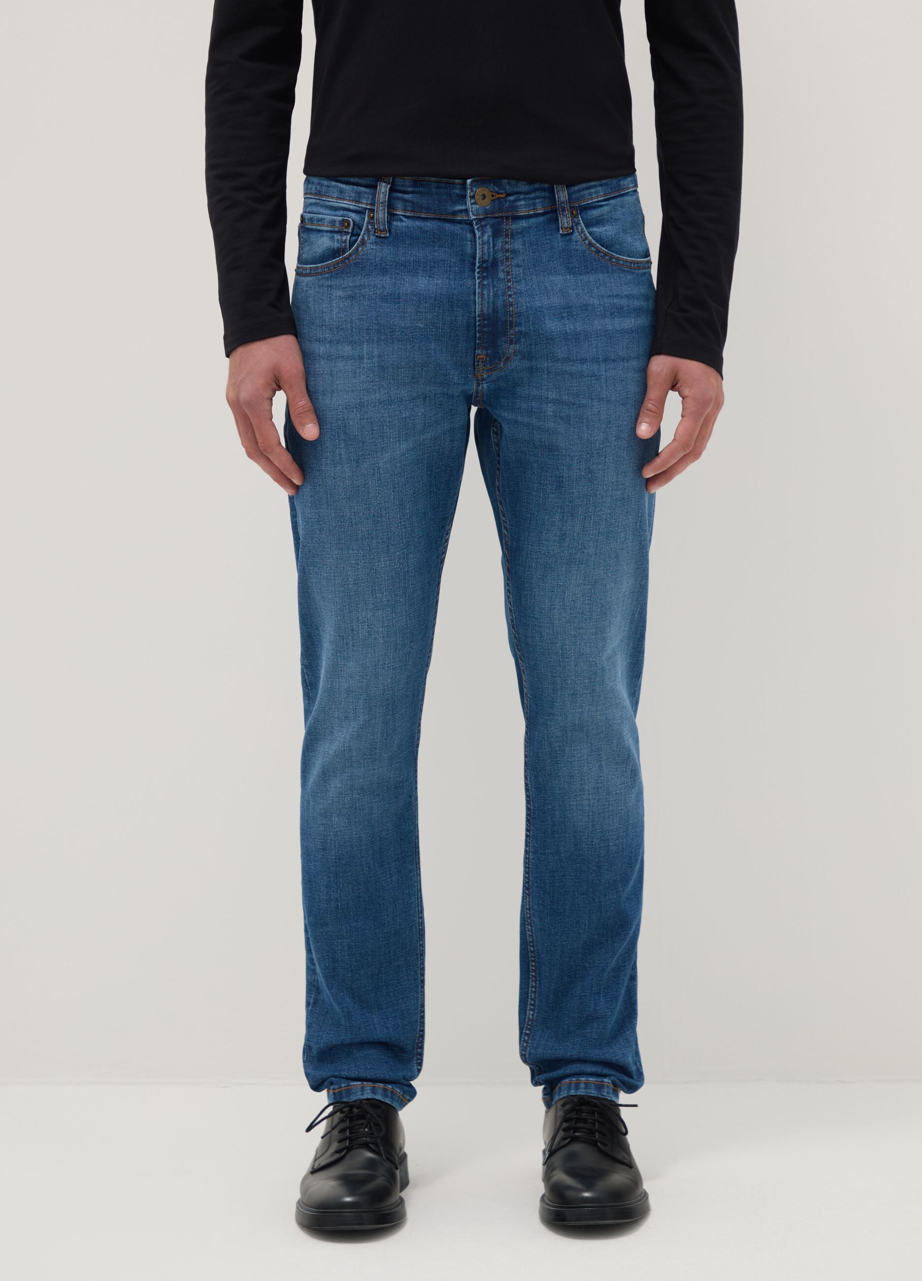 Slim fit stretch cotton blue jeans