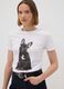 White pure cotton crew-neck T-shirt with puppy print, regular fit_0