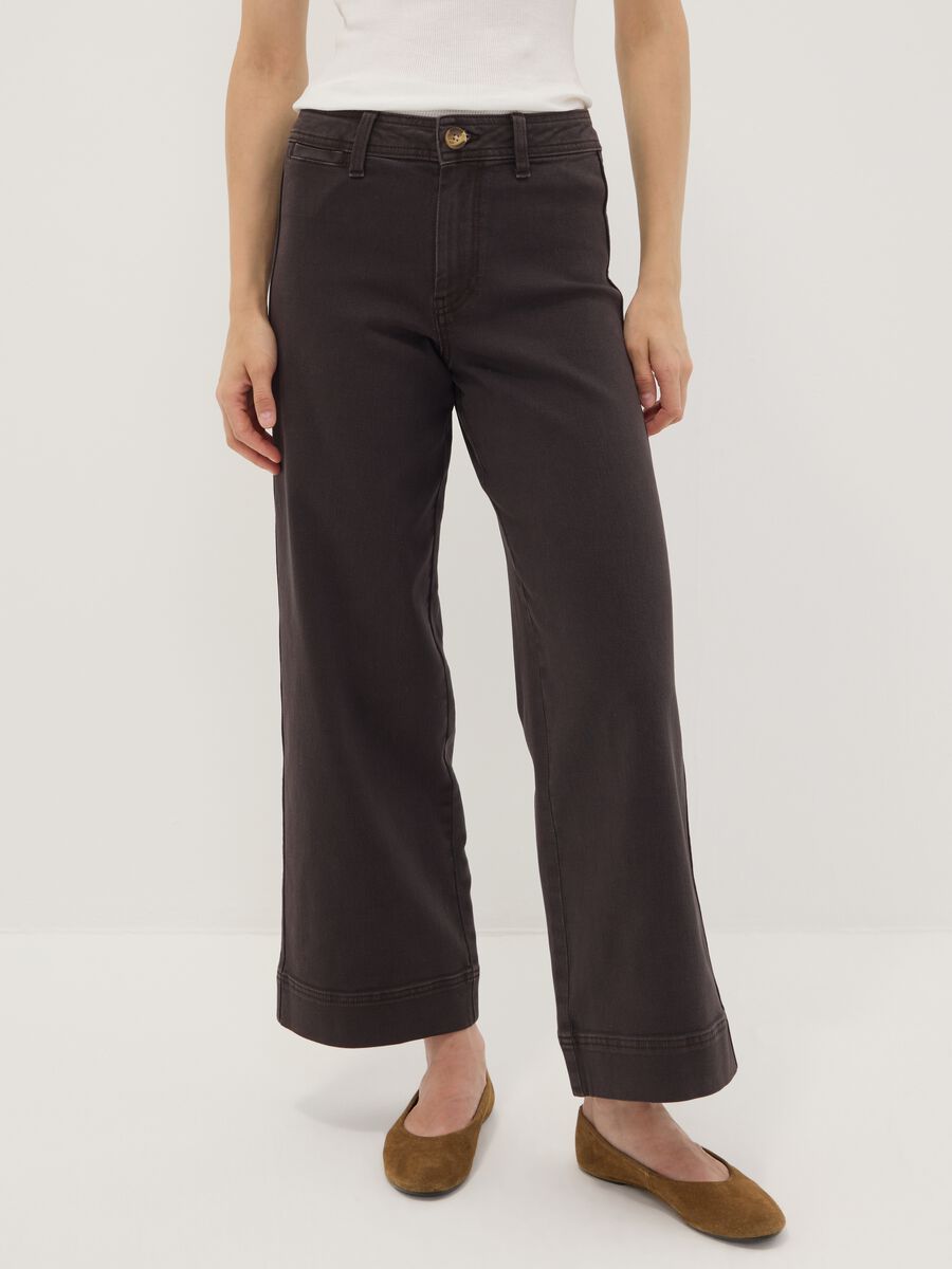 Brown wide-leg jeans in stretch cotton_1