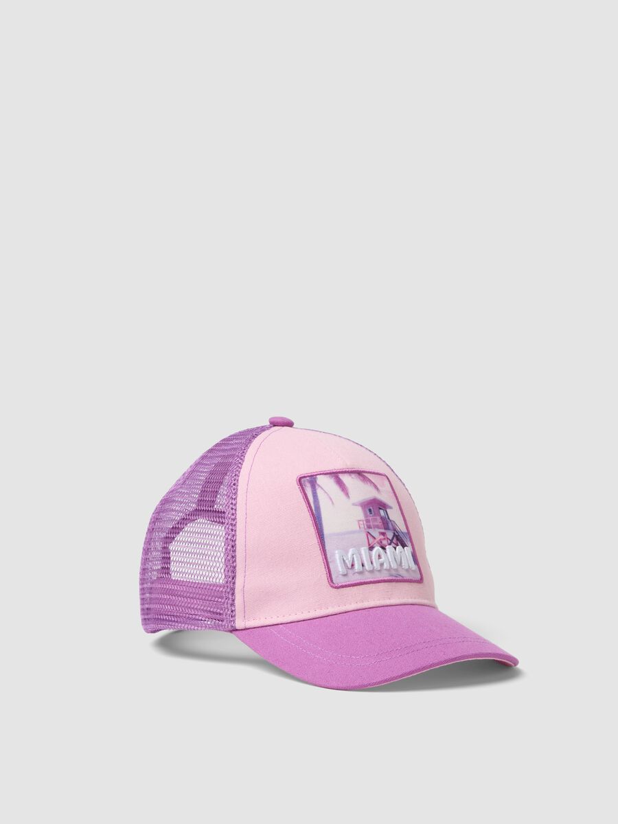 Multicolour pure cotton Miami graphic hat for girls_0