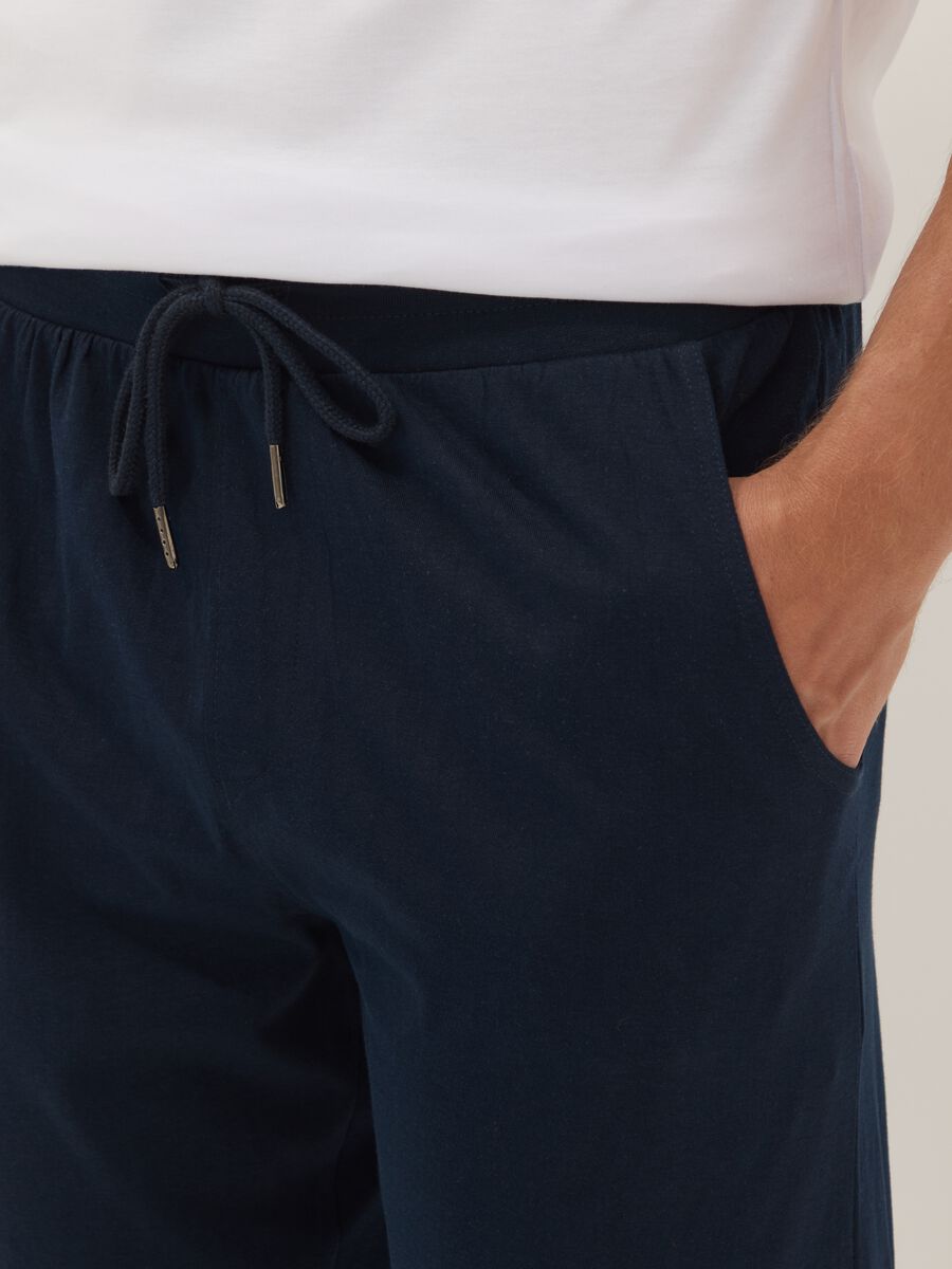 Blue organic cotton pyjama bottoms with drawstring_2