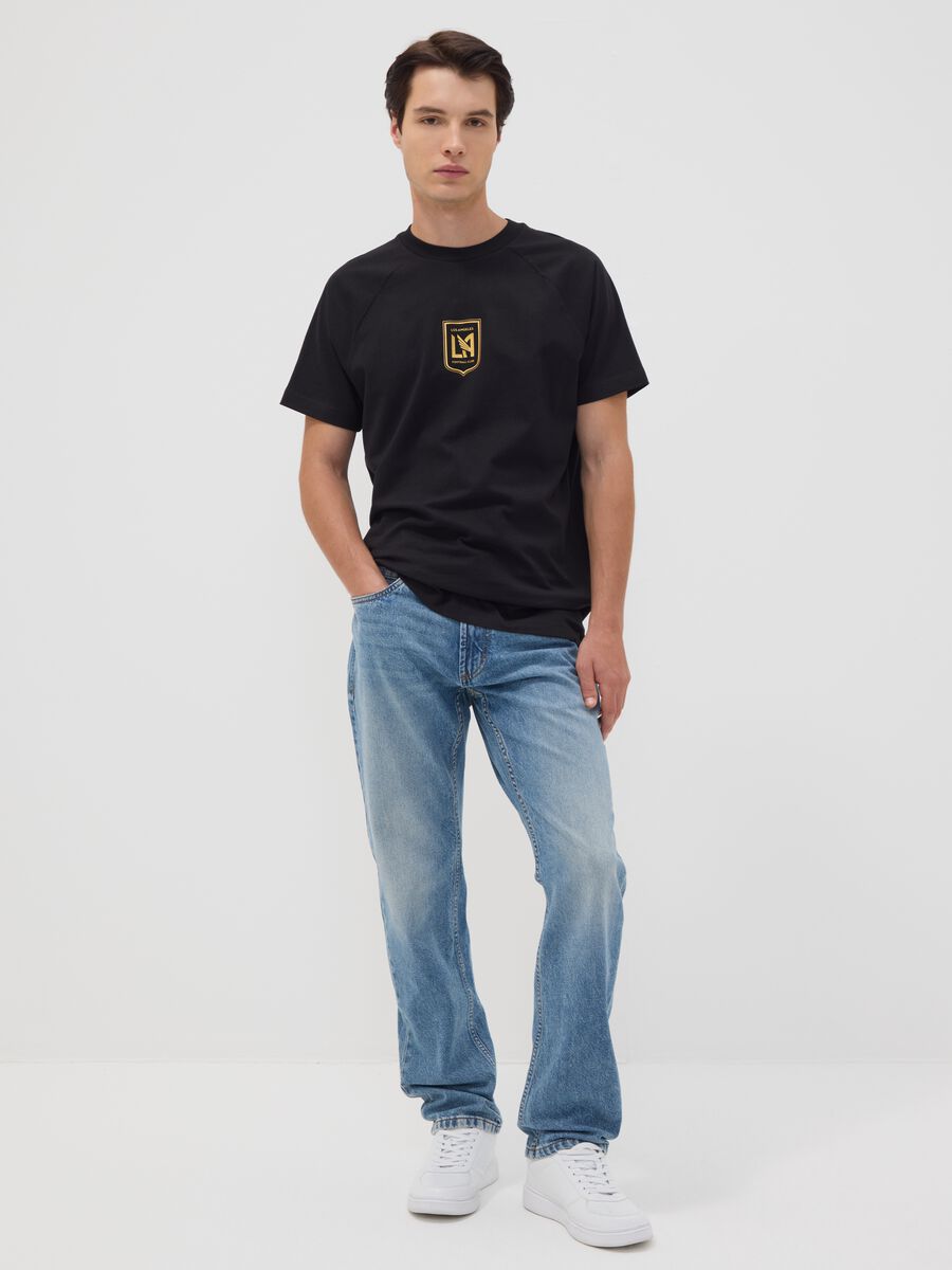 Black pure cotton T-shirt with Los Angeles FC print_2