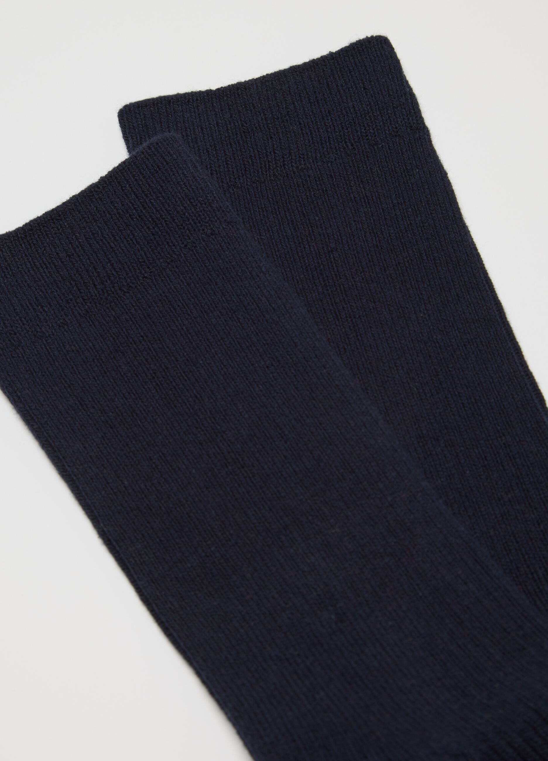 Blue Cotton Blend Midi Socks