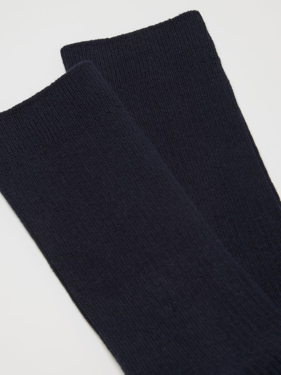 Blue Cotton Blend Midi Socks_2