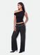 Black asymmetric one-shoulder slim-fit stretch viscose top_0