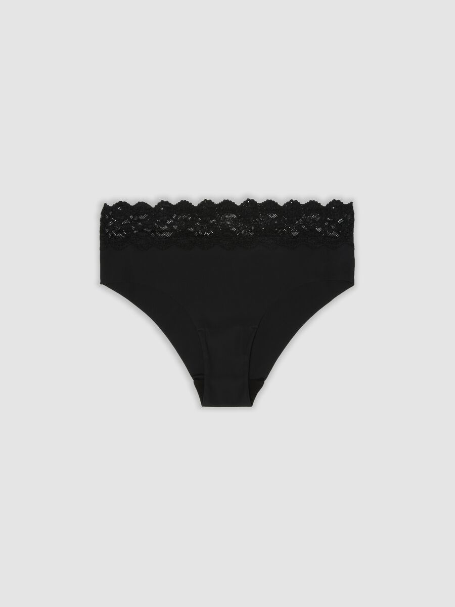 Black stretch microfibre briefs with lace_4