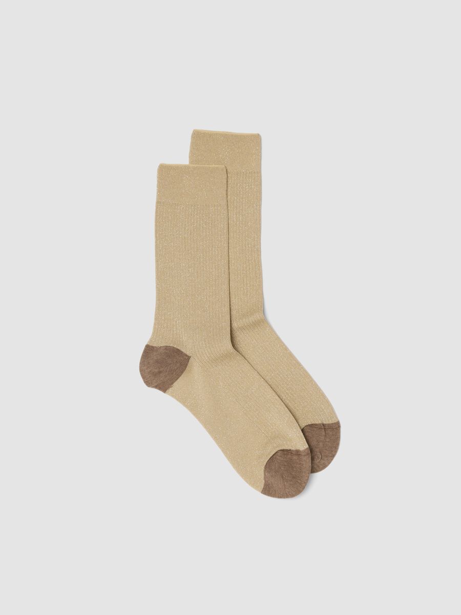 Calzini in cotone elasticizzato beige con glitter_0