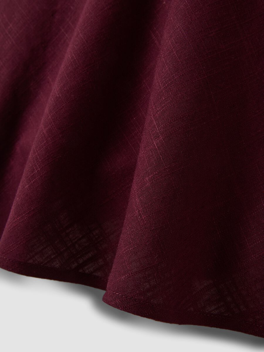 Burgundy viscose-linen blend mini dress, regular fit_6