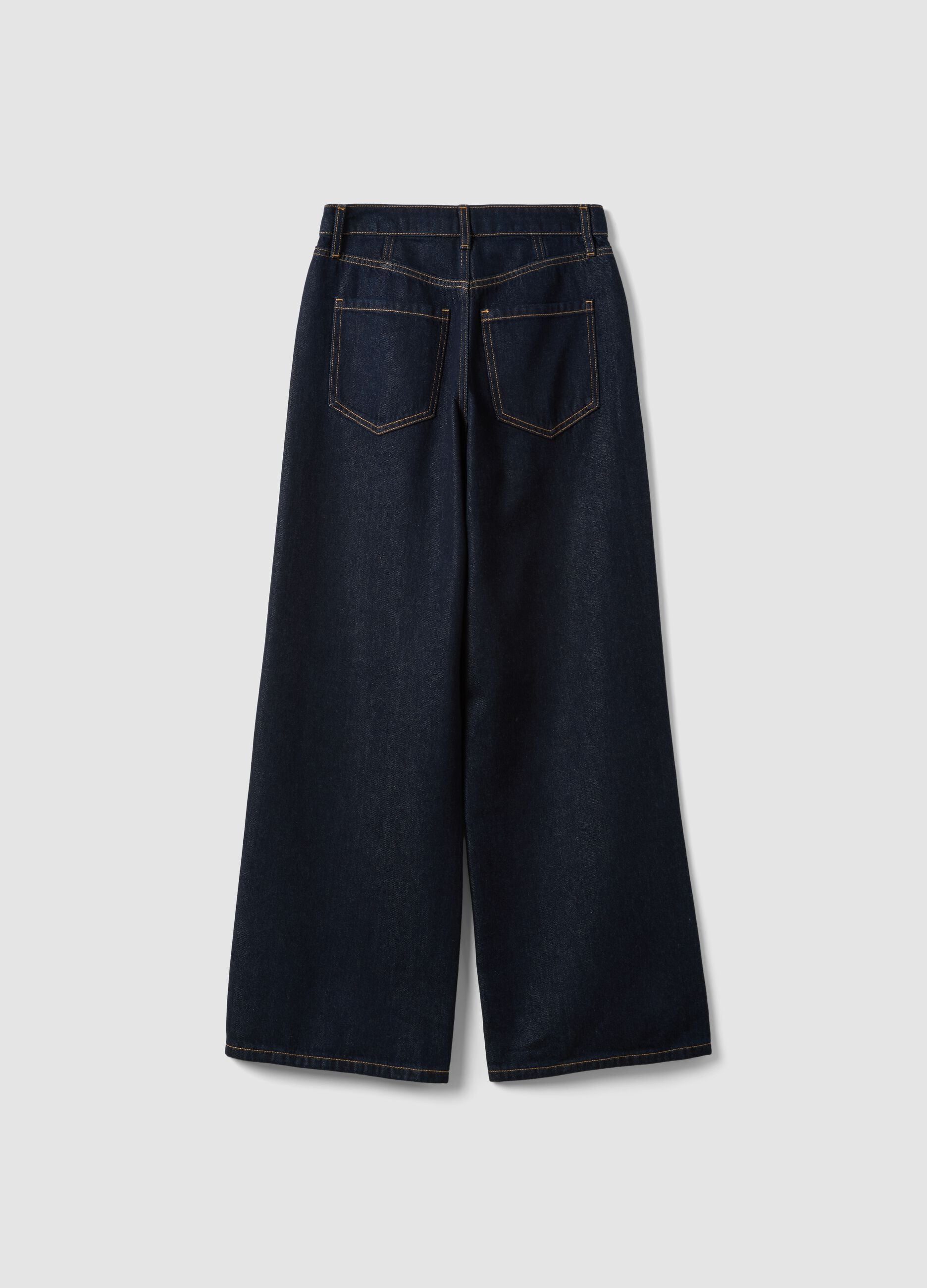 Blue denim bootcut jeans in cotton and lyocell blend
