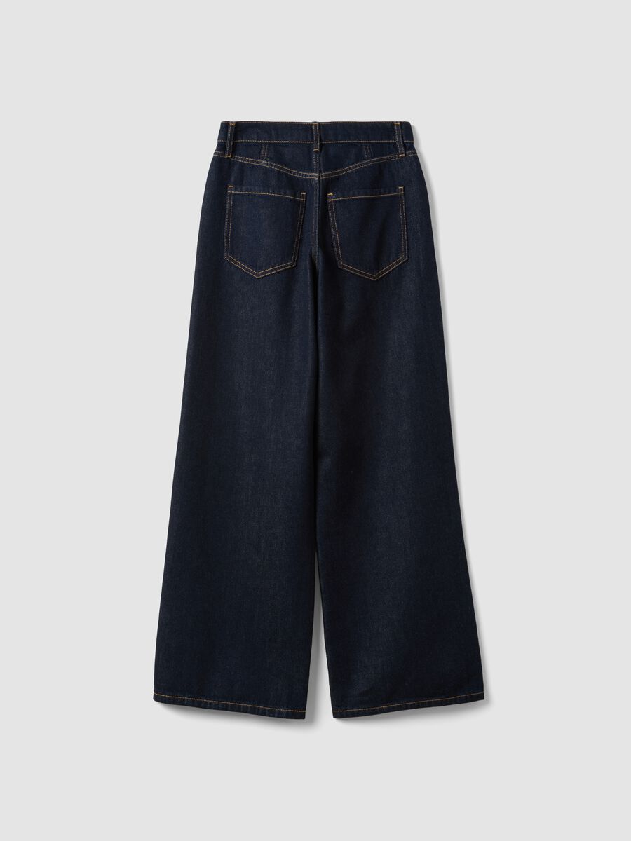 Blue denim bootcut jeans in cotton and lyocell blend_6