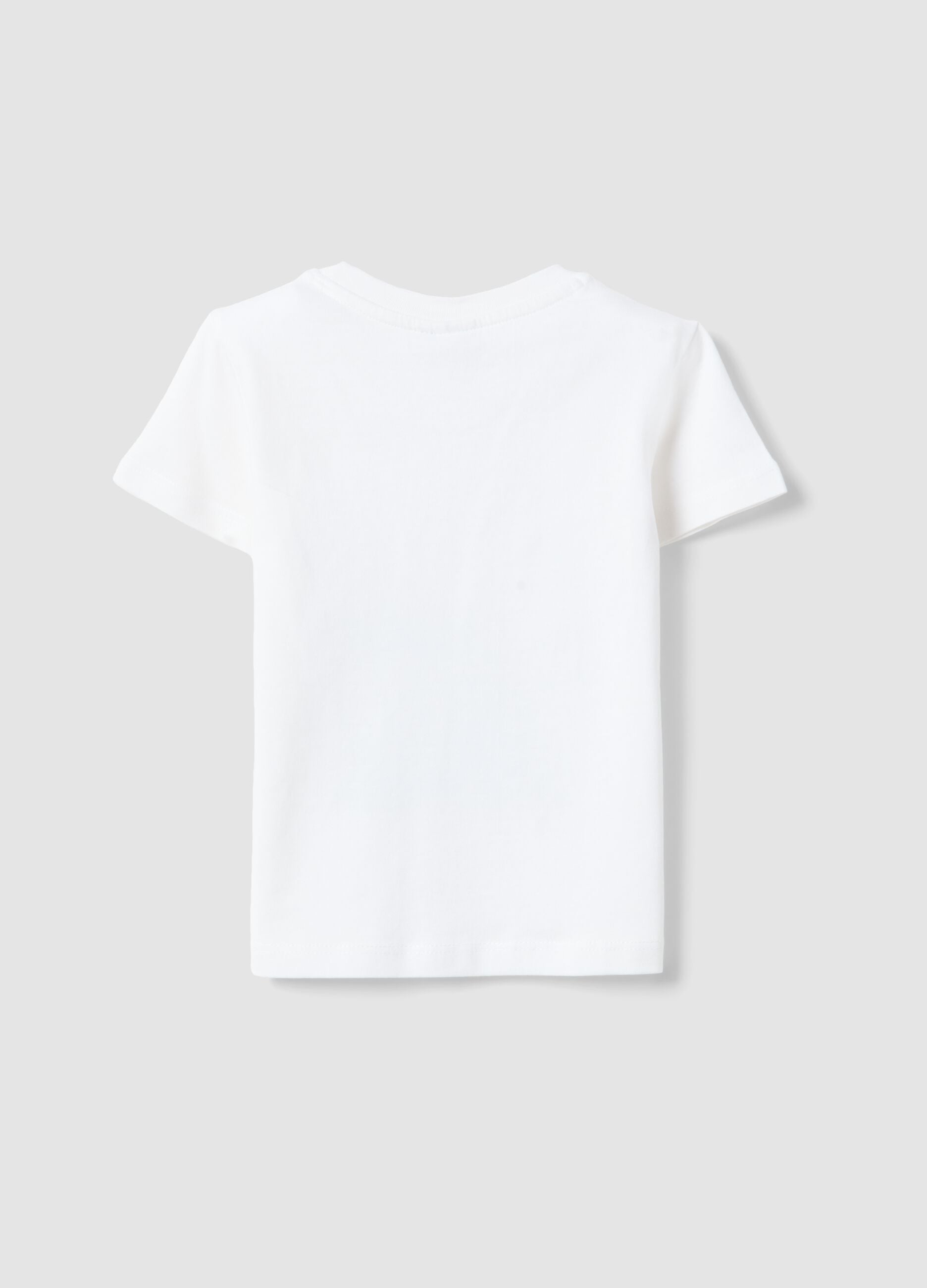 White pure cotton regular fit kids' t-shirt with print