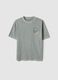 Boys' Green Pure Cotton Oversized Fit T-shirt with Skull_3