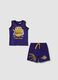 Purple pure cotton top and shorts set for boys, regular fit_0