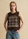 Brown pure cotton regular fit tank top with embroidery_2