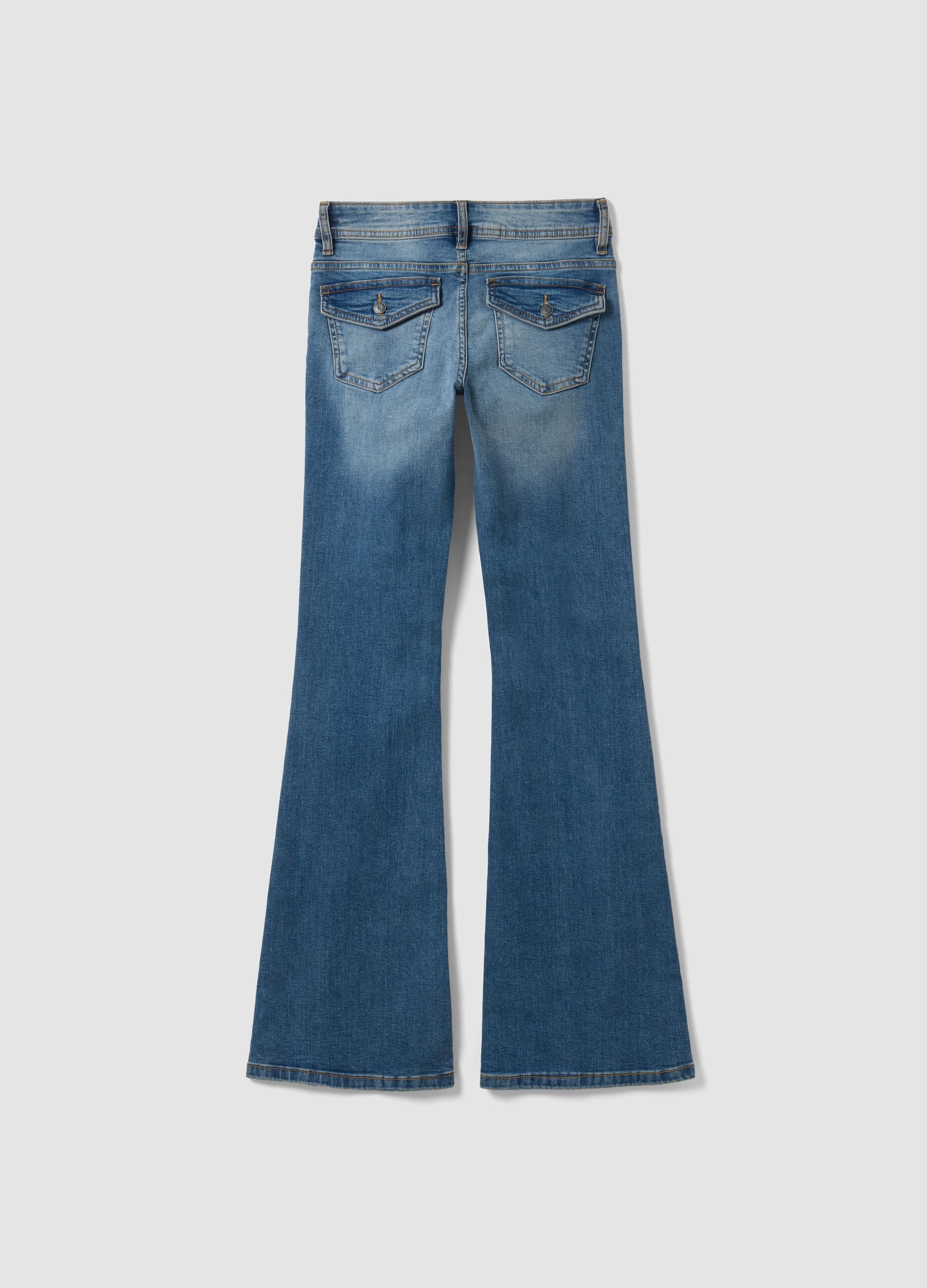 Blue stretch cotton flare jeans
