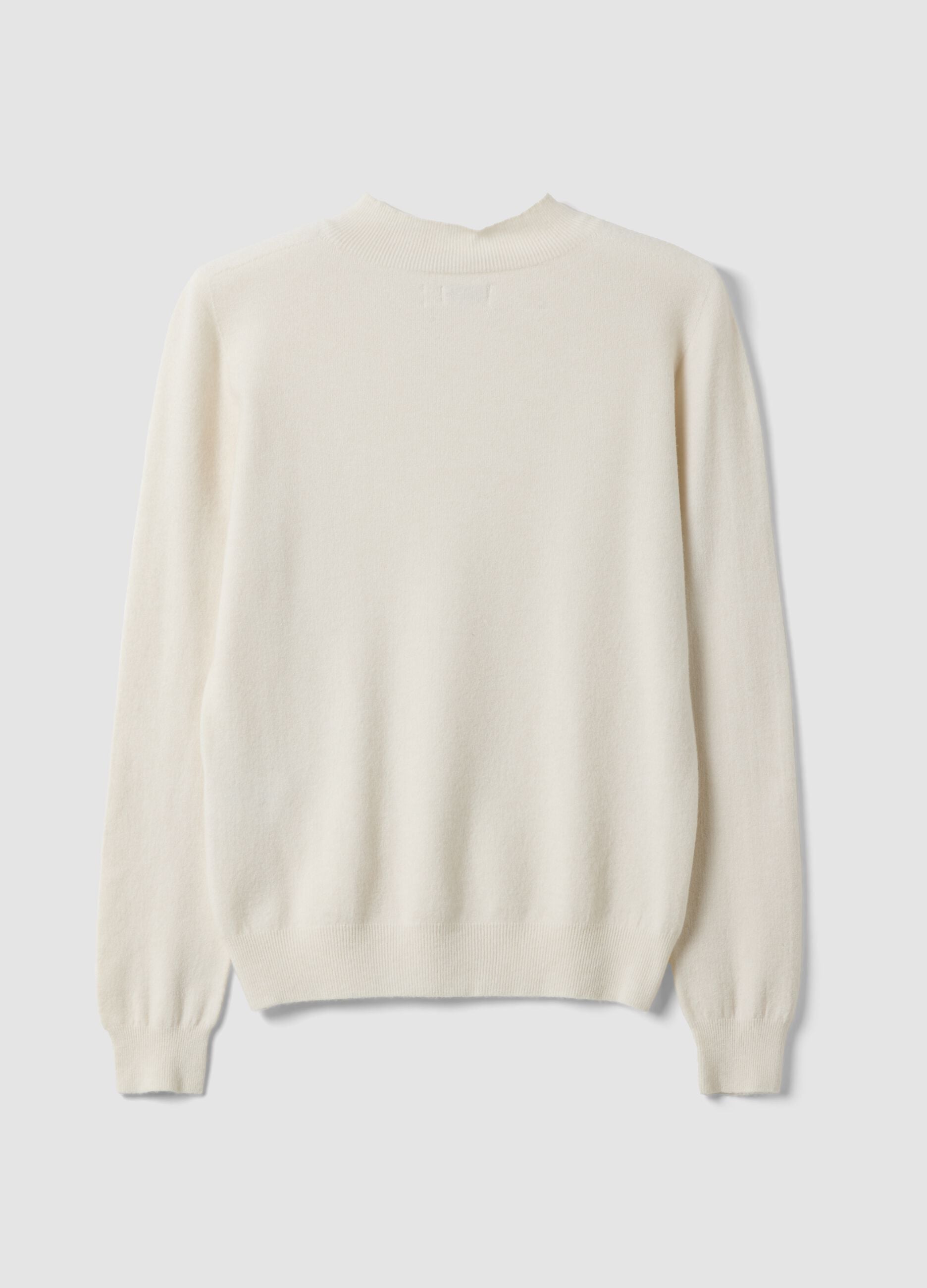 Maglia bianca in misto viscosa e lana regular fit