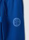Blue cotton and viscose blend joggers with contrast print for boys_2