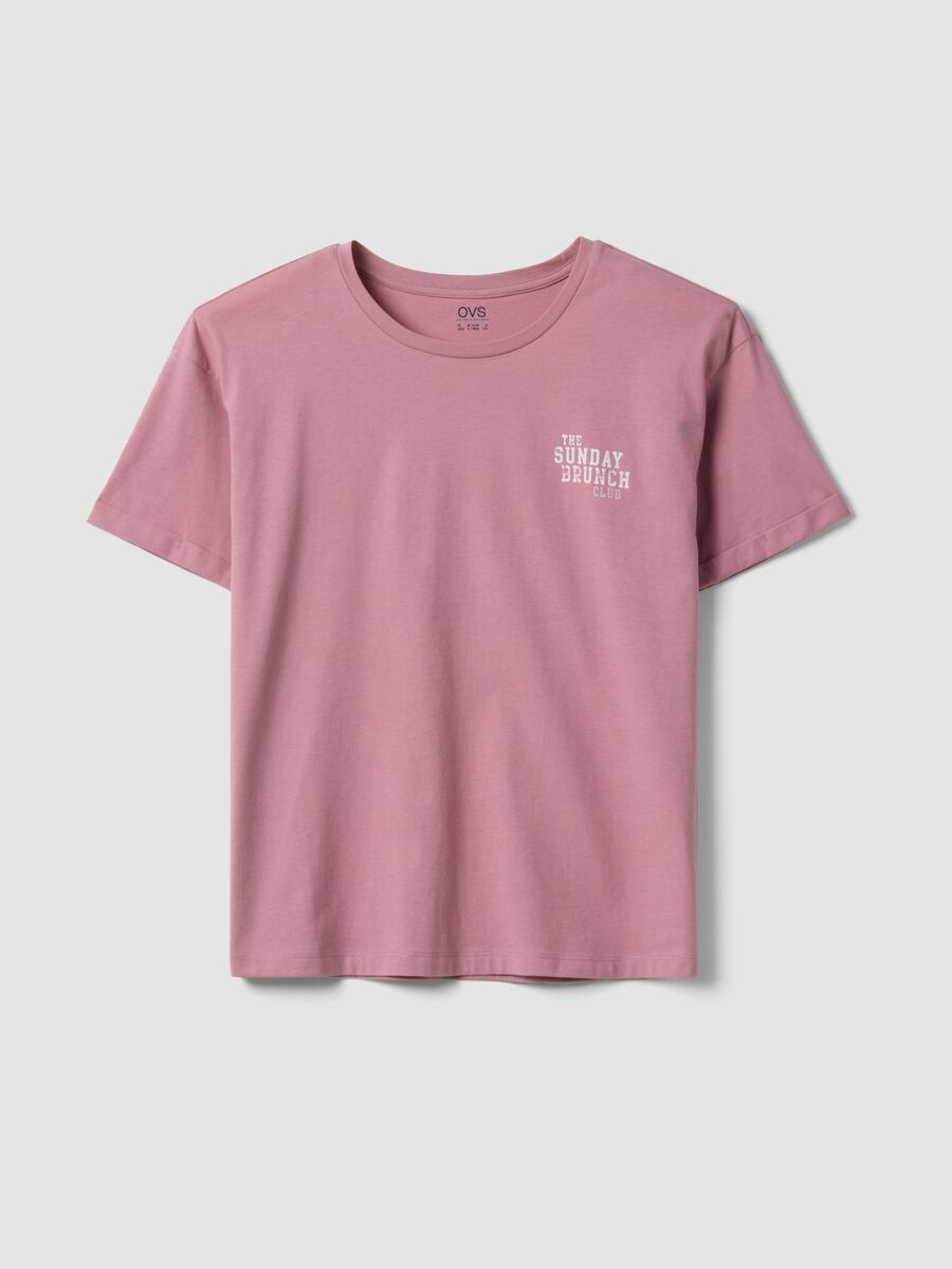 Pink organic cotton pyjama T-shirt with front slogan_4