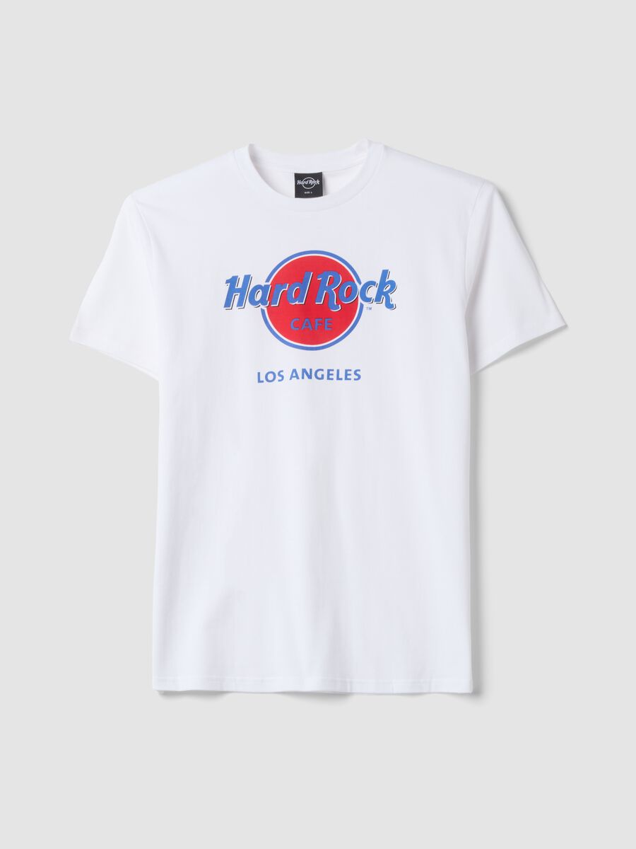 White pure cotton T-shirt with front print_0