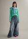 Green pure cotton regular fit sweater with cable knit_1