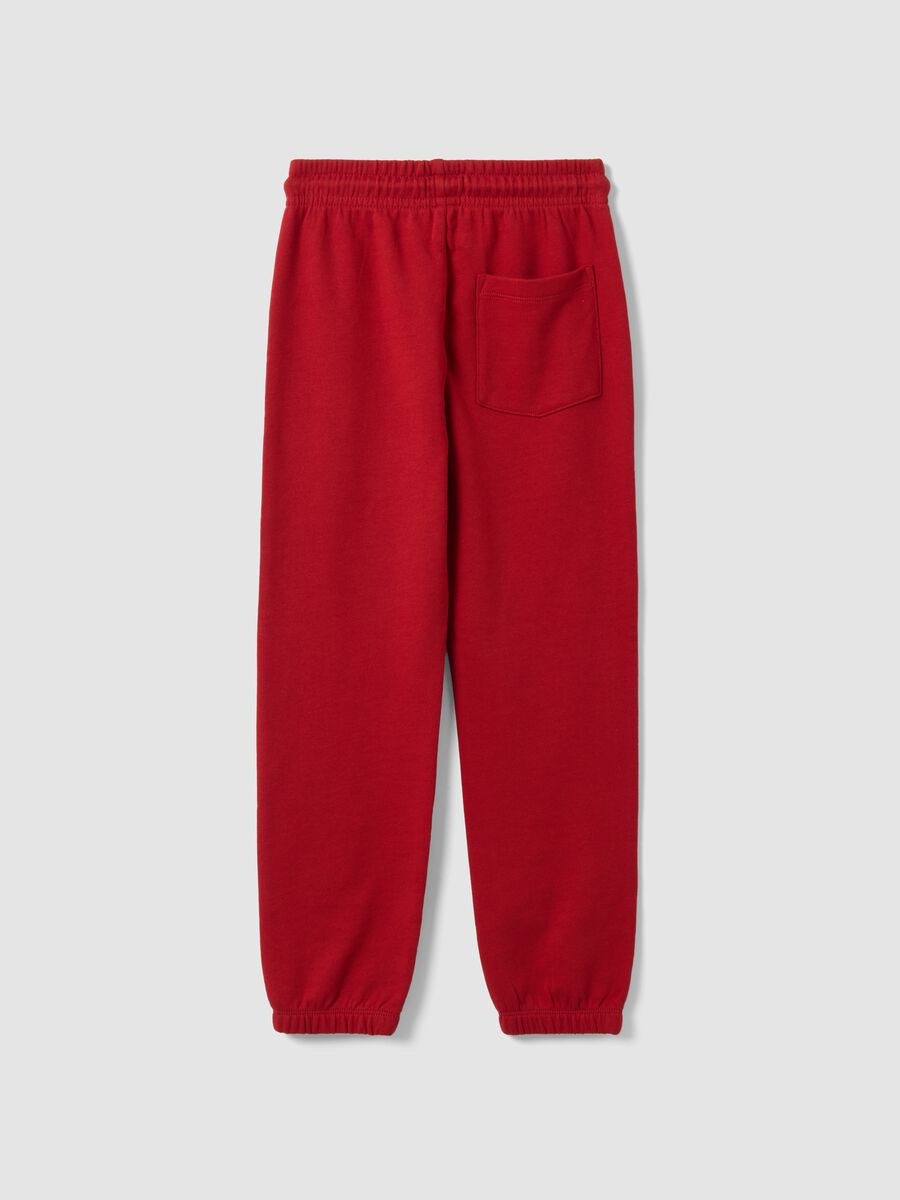 Red regular-fit joggers in pure organic cotton for boys_1