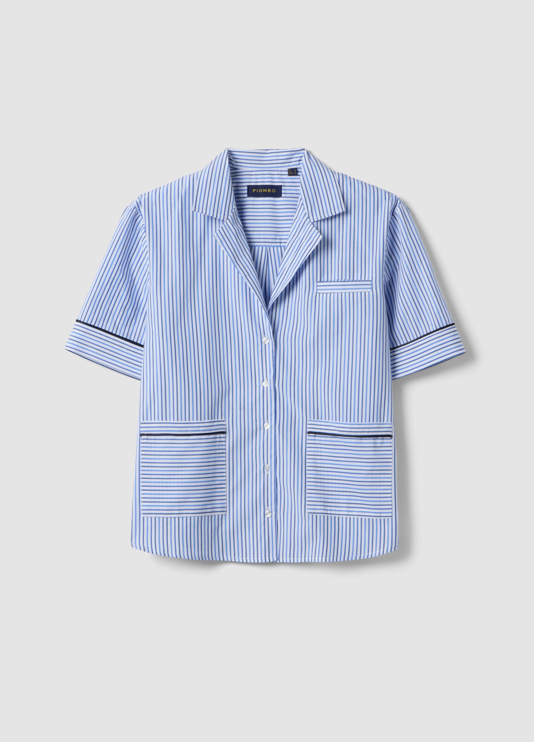 Sky blue striped pure cotton blazer