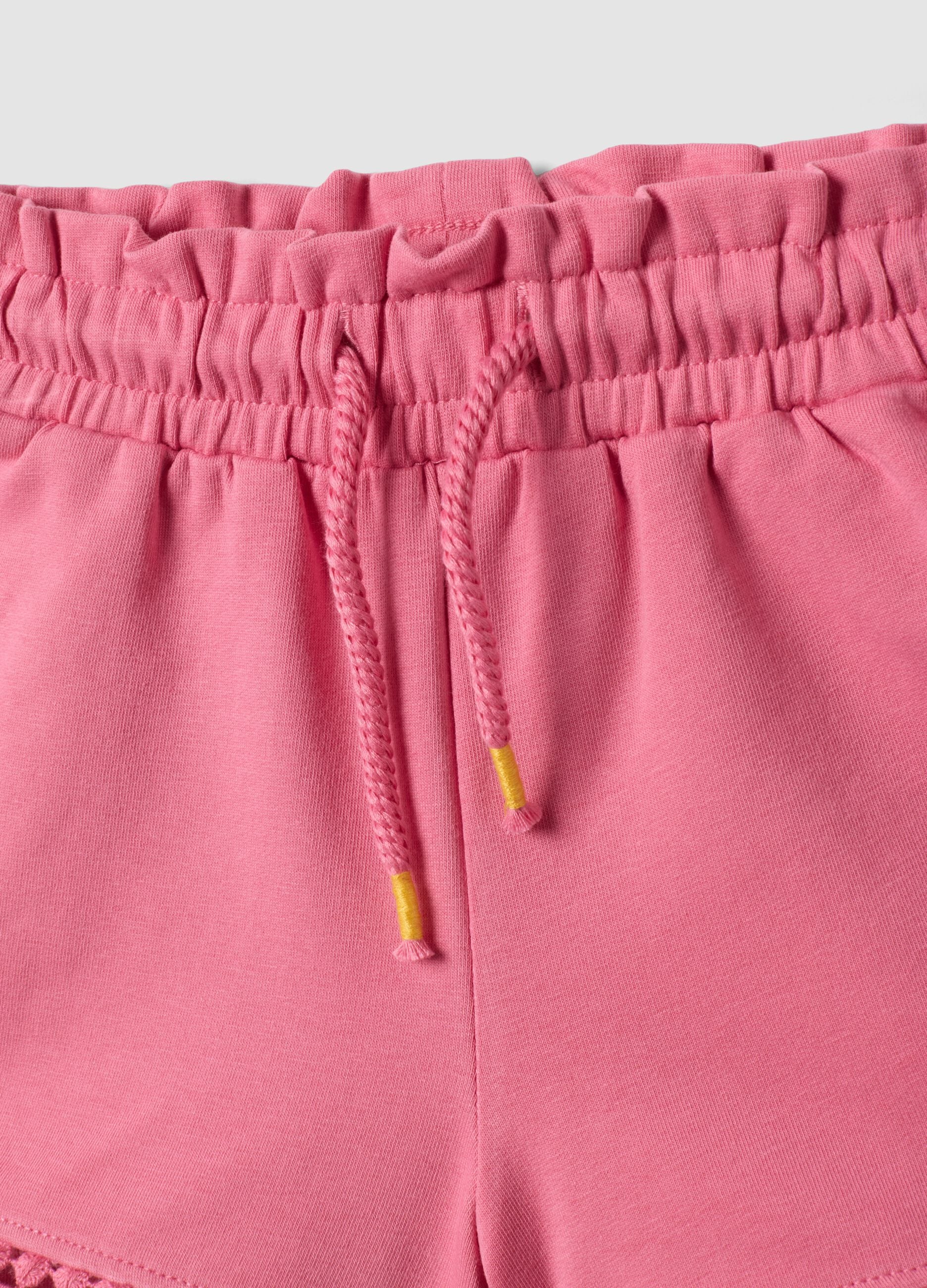 Girls&rsquo; Pink Stretch Cotton Shorts, Regular Fit
